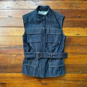 Elie Tahari belted denim vest Medium